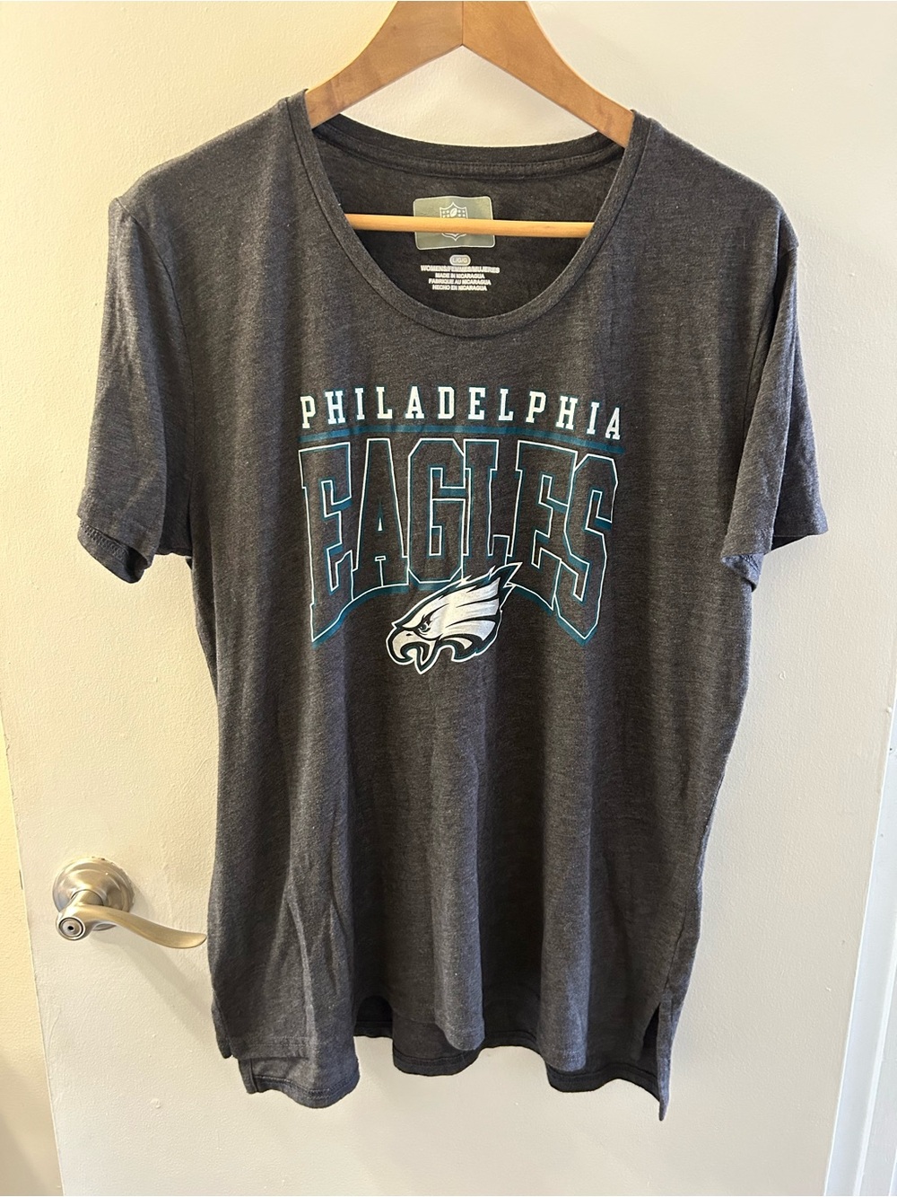 NFL Philadelphia Eagles Dark Gray Graphic Tee with Teal Accents